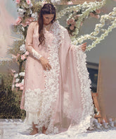 Dhanak-3PC Embroidered Shirt with Organza Embroidered Dupatta- 3294